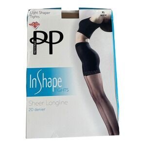 Pretty‎ Polly In Shape Pantyhose Nude Tights Sheer Longline 20 Denier Shaping